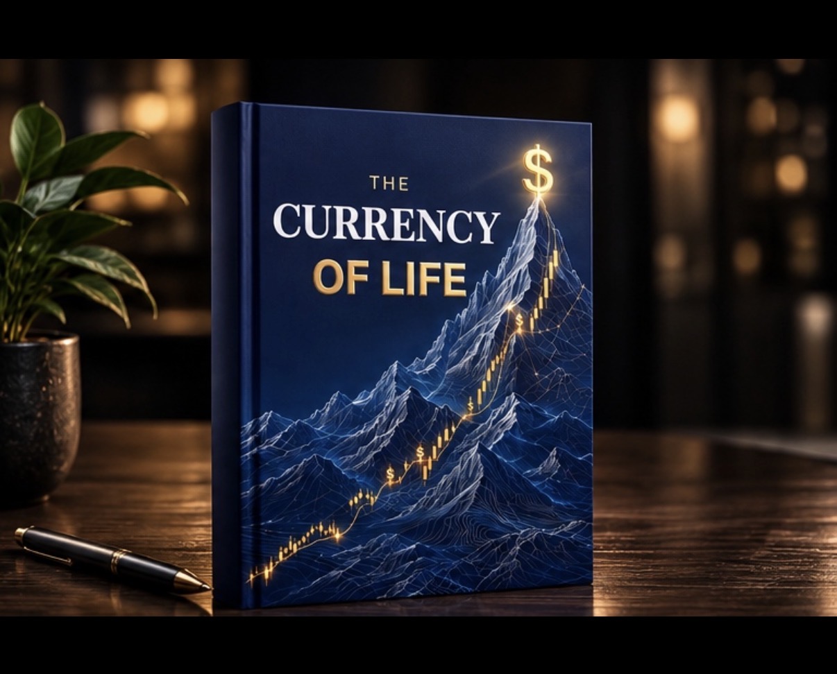 The Currency of Life book beside a cup of coffee